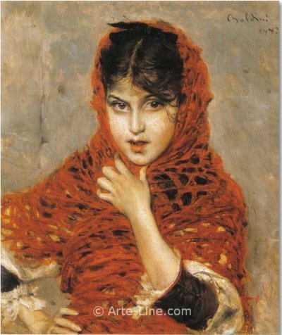 Girl with Red Shawl by Giovanni Boldini